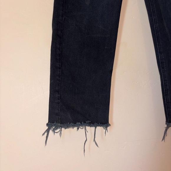 Frank and Eileen Women's 26 Monaghan Black Straight Mom Jeans Distressed Raw Hem - Picture 3 of 14